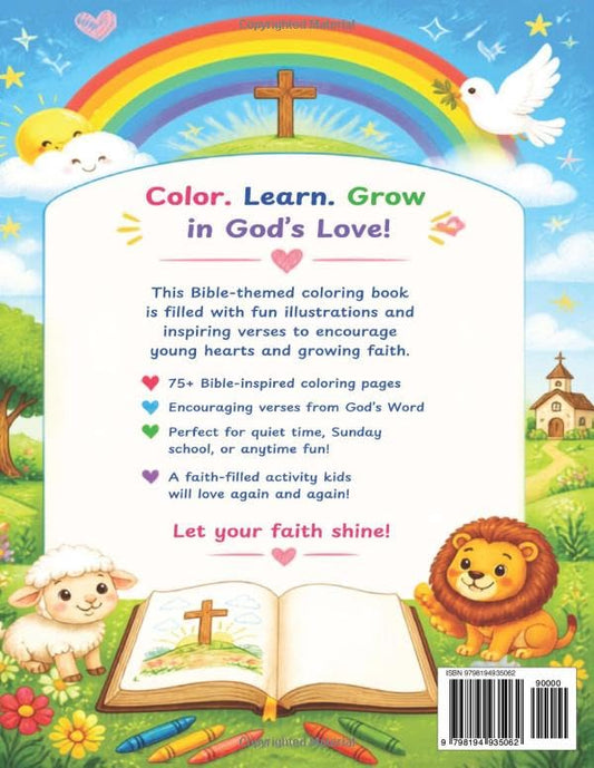 Bible themed kids coloring book: faith, 8.5x11, bold and easy, travel, teachers, gifts, holidays, jesus, bible and more
