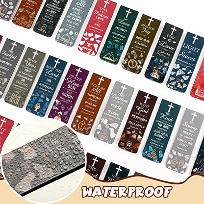 Epakh 30 Pcs Bible Verse Magnetic Christian Bookmarks Bulk 0.8x4.7in Inspirational Scripture Book Markers for Women Men Religious Motivational Magnet Page Clips Book Lovers Reading Gifts for Church