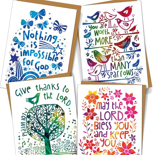 Christian Greeting Cards with Scripture, Pack of 9, Blank with Envelopes - color: Multicolored / CH438