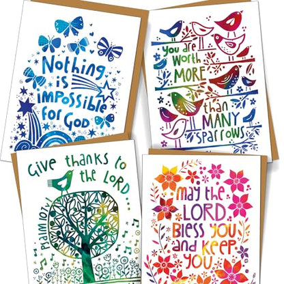 Christian Greeting Cards with Scripture, Pack of 9, Blank with Envelopes - color: Multicolored / CH438