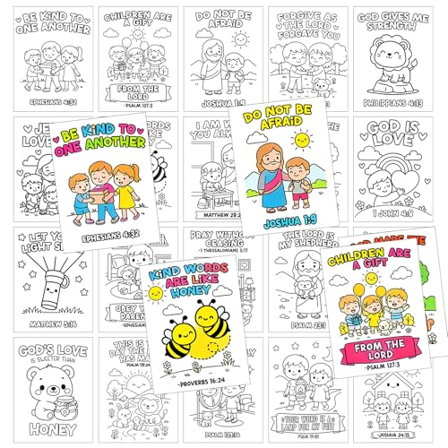 Yinder 20 Pcs Sunday School Coloring Books Bible Verse Coloring Page Bulk - style: Bible Verse