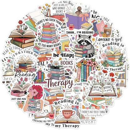 100 Pcs Book Lover Stickers, Cute Reading Bookish Aesthetic Stickers - color: Book Lover Reading