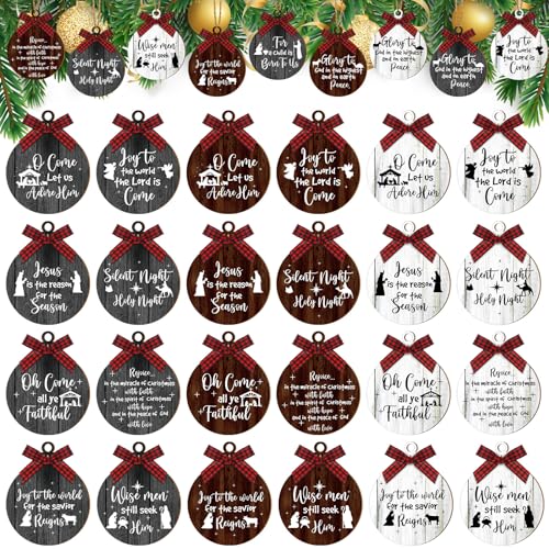 Soaoo 36 Pcs Christmas Nativity Ornaments, Winter Wood Tree Decor, Fresh - style: Fresh