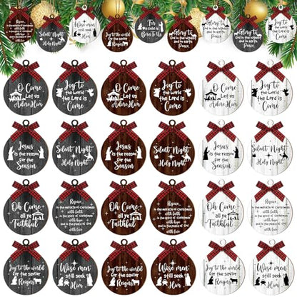 Soaoo 36 Pcs Christmas Nativity Ornaments, Winter Wood Tree Decor, Fresh - style: Fresh