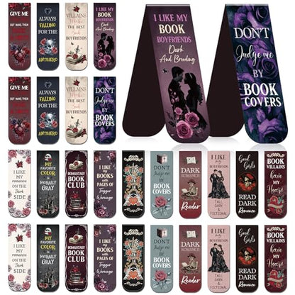 Wxiben 30 Pcs Dark Romance Magnetic Bookmark Gothic Book Mark Page Clip - style: Dark Romantasy