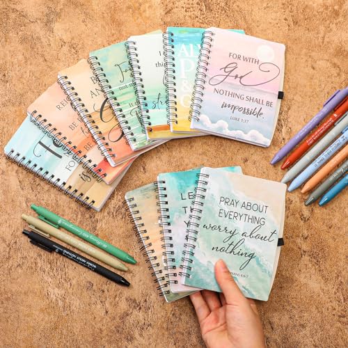 Harloon 40 Set Christian Gift Bible Verse Notebooks Pens, Mini Bibles Bulk