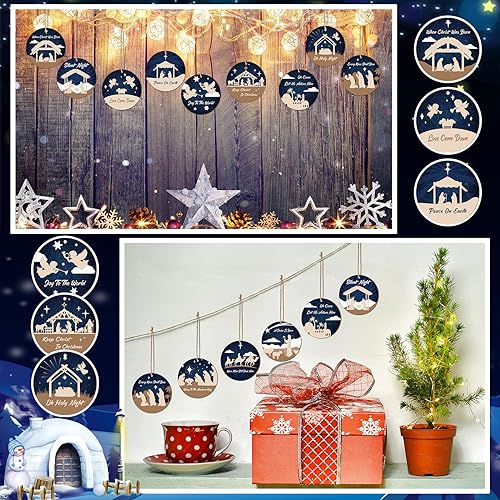 36 Pcs Nativity Ornaments Bulk for Christmas Tree Wooden Scene Ornaments - style: Classic