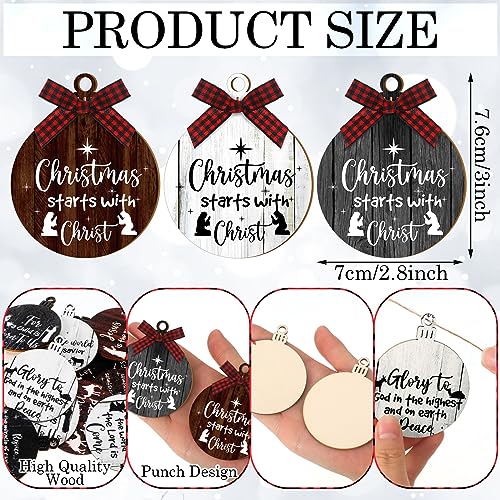 Soaoo 36 Pcs Christmas Nativity Ornaments, Winter Wood Tree Decor, Fresh - style: Fresh