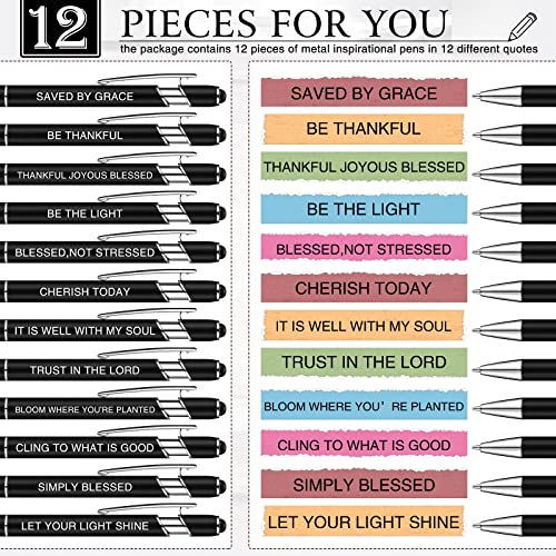 Zonon 12 Pcs Inspirational Pens, Motivational Ballpoint Pen Gifts for Women - color: Black, style: Bible Style