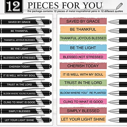 Zonon 12 Pcs Inspirational Pens, Motivational Ballpoint Pen Gifts for Women - color: Black, style: Bible Style