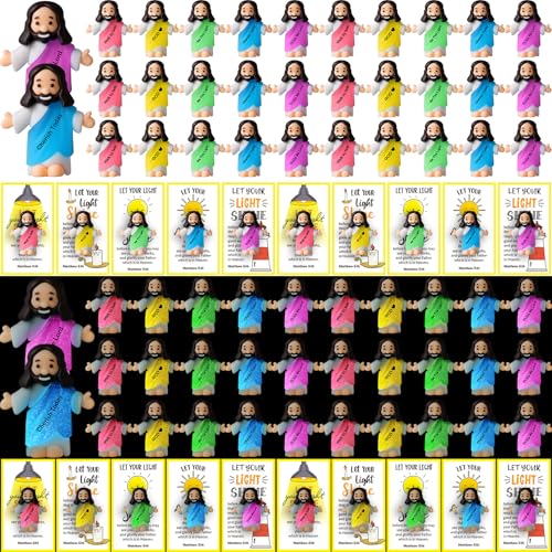 CroBlissful 60 Sets Mini Jesus Figurines Bulk,Multiple Styles - style: Multiple Styles