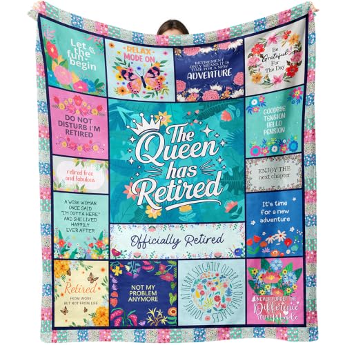 Retirement Gifts for Women, Retirement Blanket for Women 60"X50" - color: Green-retired
