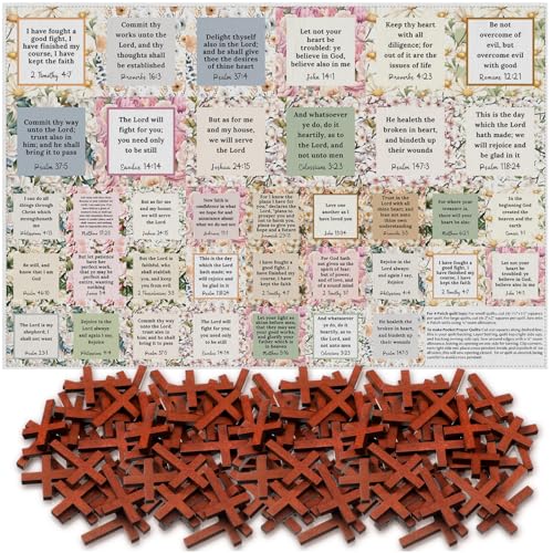 Fanfanwin 38 Sets Prayer Quilt Squares with Crosses, Floral, Brown - color: Brown, style: Flora
