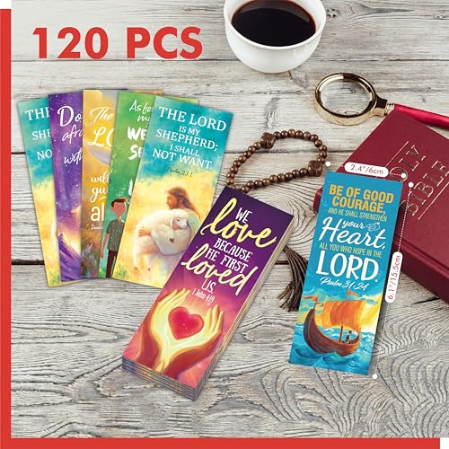 120 PCS Bible Verse Bookmarks, 30 Delicate Designs Mini Prayer Cards Cartoon Style Motivational Inspirational Quote Page Marks for Bible Study, Religious, Christian, Book Lovers - style: Bible Verse Bookmarks（Cartoon Style）