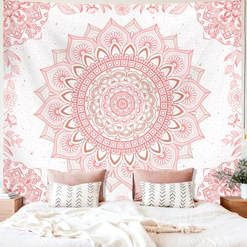 Apdidl Pink Boho Wall Tapestry for Bedroom,Mandala Bohemian Tapestries Girl - color: Boho Pink Tapestry, size: 60"L x 51"W