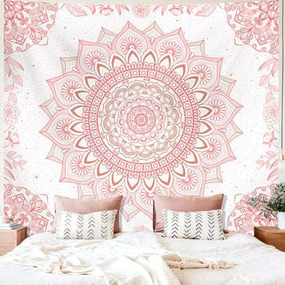 Apdidl Pink Boho Wall Tapestry for Bedroom,Mandala Bohemian Tapestries Girl - color: Boho Pink Tapestry, size: 60"L x 51"W
