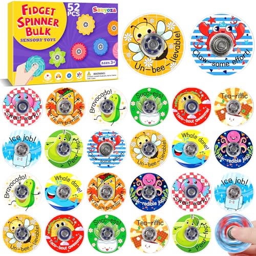 52 Pack Inspirational Gifts Party Favors Fidget Spinner for Kids Birthday, Motivational Fidget Spinner Bulk for Classroom Rewards, Goodie Bag Stuffers, Student Gifts Party Supplies - color: Tl-sa-3-copy