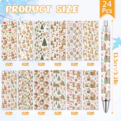 Wxiben 24 Pcs Christmas Gingerbread Man Ballpoint Pens, 1.0mm Black Ink - color: Christmas Gingerbread Man