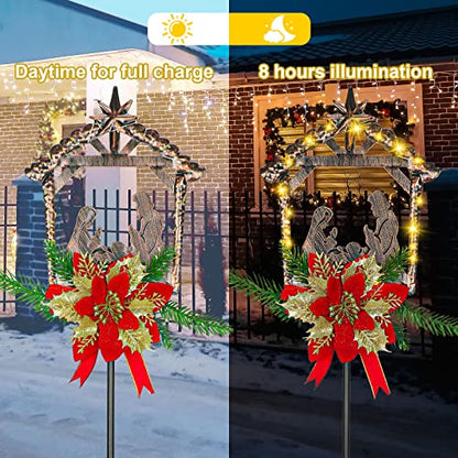 Moukeren 2 Pcs 3.5ft Nativity Scene Outdoor Light up Yard Stakes, Classic - style: Classic