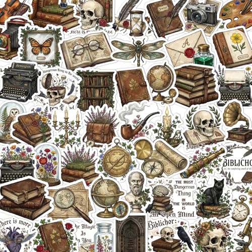 100 Pcs Dark Academia Stickers Gothic Bookish Decals - style: Dark Academia