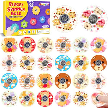 52 Pack Bear Fidget Spinners Bulk Party Favors,Classroom Prizes Toys - color: Tl-sa-3-bear