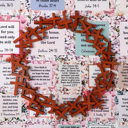 Fanfanwin 38 Sets Prayer Quilt Squares with Crosses, Floral, Brown - color: Brown, style: Flora