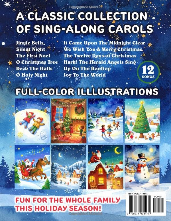 Christmas Song Book with Lyrics: Children's Sing-along Edition: Full-color interiors with illustrations - classic collection of traditional holiday songs & carols (Stocking Stuffers)