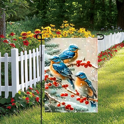 BlissYard Christmas Bluebird Garden Flag 12x18 Inch Polyester - color: Bluebird