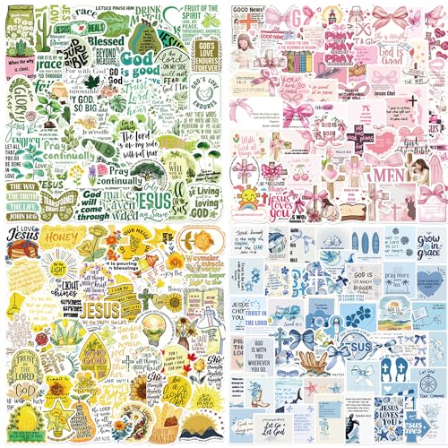 200 PCS Watercolor Colorful Christian Jesus Stickers, Bible Verse Stickers, Waterproof Vinyl Inspirational Decals for Water Bottles, Laptop, Religious Gifts - color: 200 Pcs