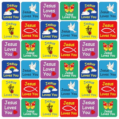 Junkin 480 Pcs Religious Stickers, Jesus Loves You Themed Stickers, Cute - style: Cute