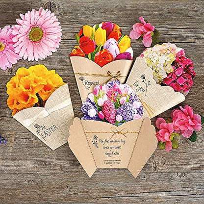 Current Die Cut Easter Bouquet Value Greeting Card Set - Value Pack of 8 Cards for Kids & Adults With White Envelopes, 4 Design Prints, Large 5" x 7" Greetings - color: Bouquet