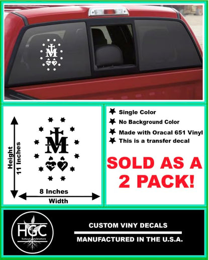2 Pack - Miraculous Medal of Virgin Mary - Catholic Church | Car Decal Vinyl Sticker Graphics | 8 Inches Wide by 11 Inches Height HGC1573B.030 Dark Red - color: Dark Red, size: 8" Width by 11" Height