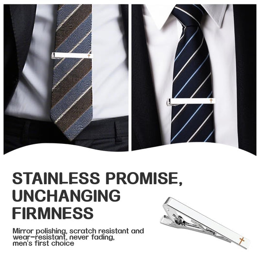 Christian Gifts Cross Tie Clips for Men Baptism Gifts for Pastor Appreciation Gift for Priest Minister Religious Gift - color: jia3