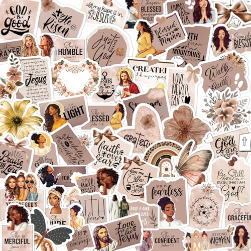 Black Women Stickers for Adults - 100 Pcs Jesus Inspirational Water Bottle Stickers for Vision Board, Waterproof Scrapbook Decals, Motivational Vinyl Sticker for Laptop Journaling Supplies - style: Black Women