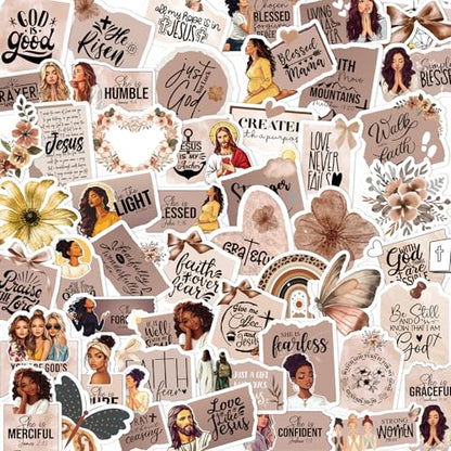 Black Women Stickers for Adults - 100 Pcs Jesus Inspirational Water Bottle Stickers for Vision Board, Waterproof Scrapbook Decals, Motivational Vinyl Sticker for Laptop Journaling Supplies - style: Black Women