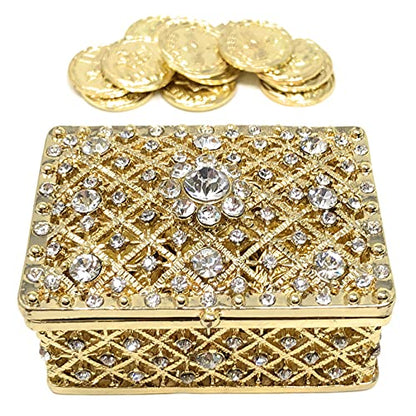 Wedding Unity Coins - Arras de Boda - Decorative Box with Rhinestone Crystals Keepsake 75 (Gold)