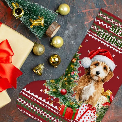 Cockapoo Dog Red and Green Christmas Stockings 16 Inch - color: Christmas21