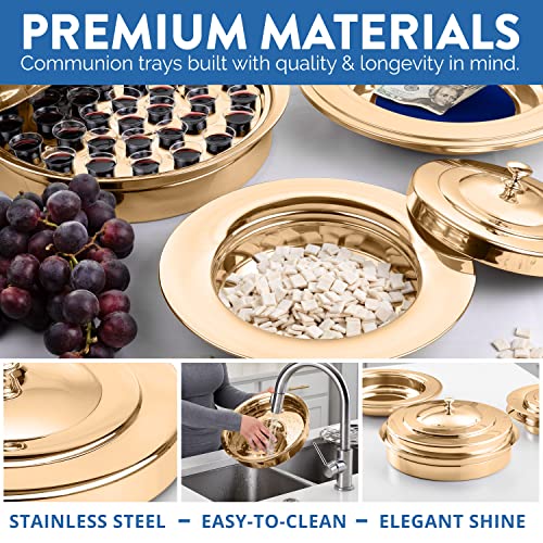 Premium Gold Stainless Steel Offering Trays for Church Collections - color: Offering Plate Blue