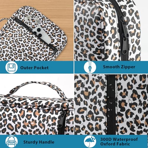 GERMUN Bible Cover with Durable Handle, Carrying Book Case Church Bag Bible, Protective with Zippered Pocket, Bible Study Accessories Supplies, Book Protector for Book Lovers, Leopard print - color: Leopard print