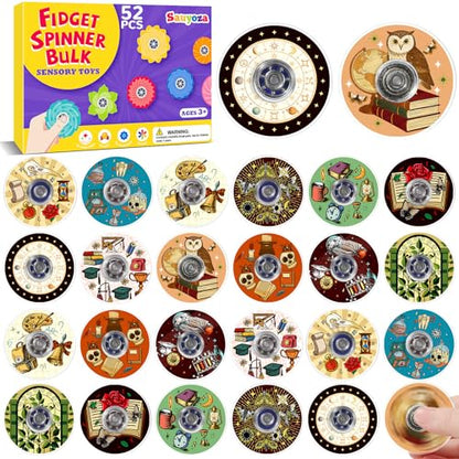 52 Pcs Back to School Fidget Spinners Bulk Party Favors Classroom Prizes - color: Tl-sa-3-brown