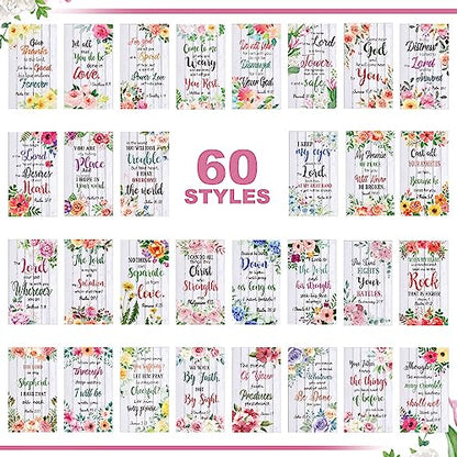 Estune 240 Pcs Bible Verse Cards bulk with Full Scripture, Flower Style - style: Flower Style