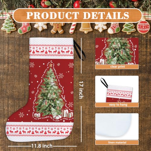Red and Green Christian Christmas Tree Stockings 16 Inch - color: Christmas33