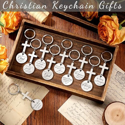 Huquary Cross Bible Verse Religious Keychain Bulk Christian Positive Inspirational Faith Gift for Guests Man Women
