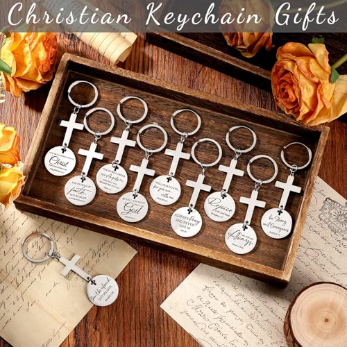 Huquary Cross Bible Verse Religious Keychain Bulk Christian Positive Inspirational Faith Gift for Guests Man Women