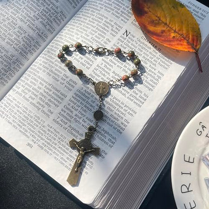 6cm Black Gallstone Rosary Catholic Rosary For Car Hanging Prayer - color: Bronze