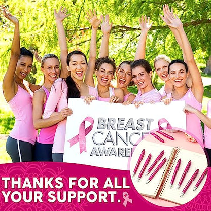 Lincia 100 Pcs Breast Cancer Awareness Ballpoint Pens Bulk, black Ink - style: Breast Cancer Awareness