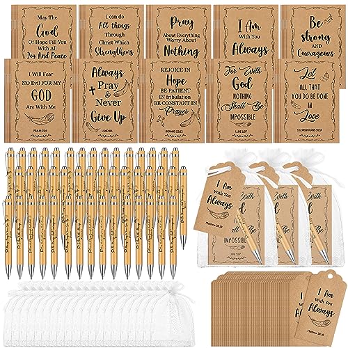 Qeeenar 200 Pcs Christian Gift Bulk Set Bible Verse, Brown, Classic - color: White, style: Classic