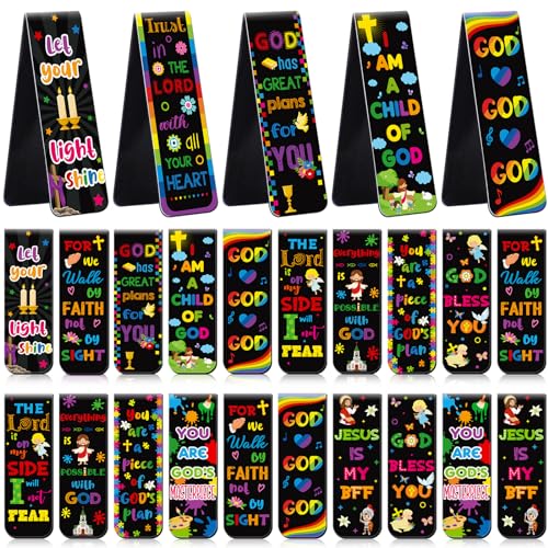 Harloon 48 Pcs Christian Bookmarks Bible Verses Magnetic Bookmarks, Vibrant - style: Vibrant