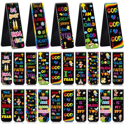Harloon 48 Pcs Christian Bookmarks Bible Verses Magnetic Bookmarks, Vibrant - style: Vibrant