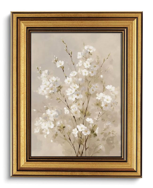 Vintage Gold Framed Wall Art cottage core Decor white floral Canvas - color: Gold Framed-04, size: 8x10in